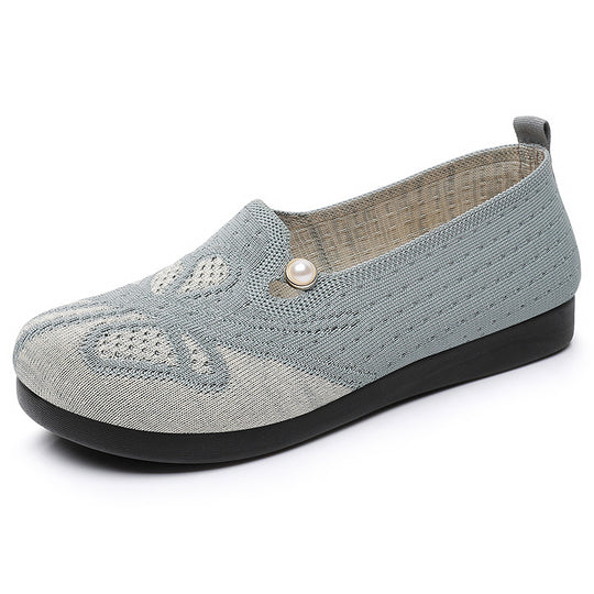 Damen Komfortable Slipper mit floraler Applikation EB