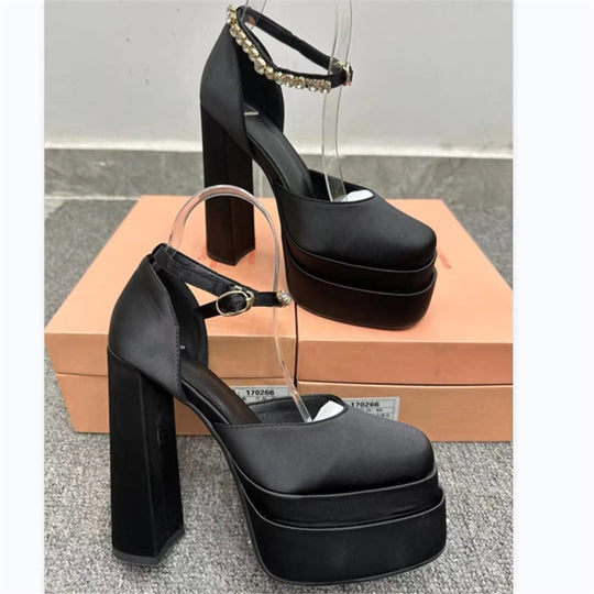 Damen Plateau-Pumps mit Strassverzierung EB