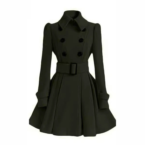 Damen moderner Trenchcoat mit tailliertem Schnitt und Doppelknöpfen EB