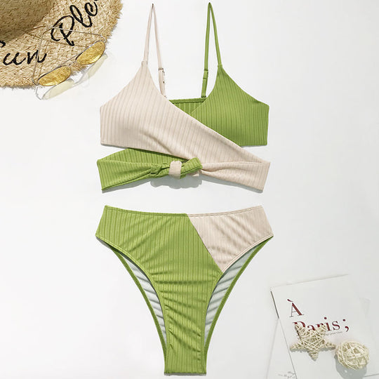 Damen Rippmuster Bikini-Set mit verstellbaren Trägern EB