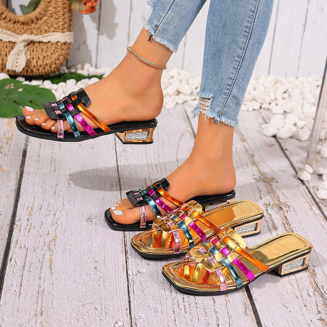 Damen Trendige Badesandalen mit glänzenden Akzenten EB