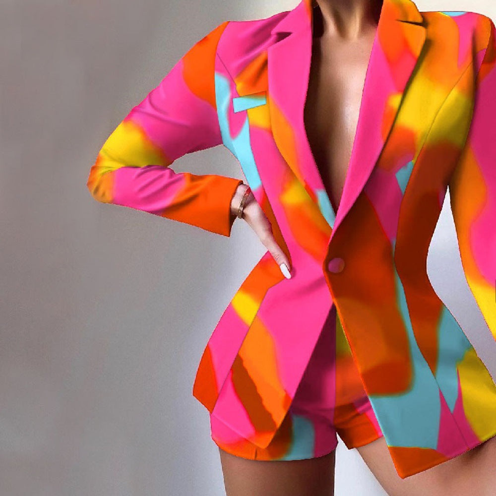 EB | Tailliert Leopardenmuster Eingescnhitte Revers Elegante Aussage