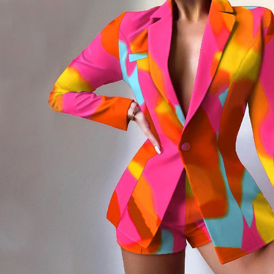 EB | Tailliert Leopardenmuster Eingescnhitte Revers Elegante Aussage