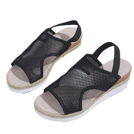 Damen komfortable Wedge-Sandaletten mit atmungsaktivem Netzdesign EB