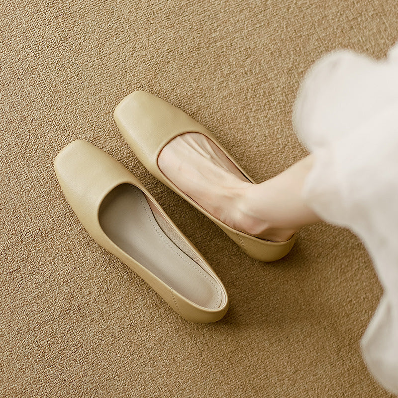 Damen elegante Ballerinas mit komfortablem Fußbett und hochwertiger Lederoberfläche EB