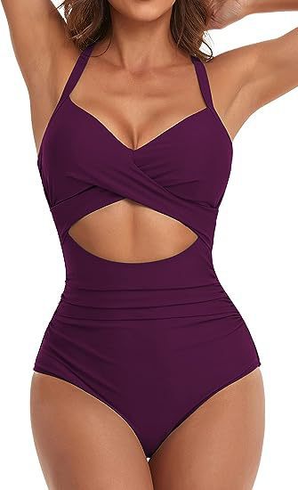 Damen Einteiliger Badeanzug mit elegantem Wickelschnitt EB