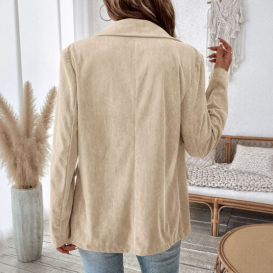 Damen samtiger Blazer mit doppelter Knopfleiste und elegantem Schnitt EB