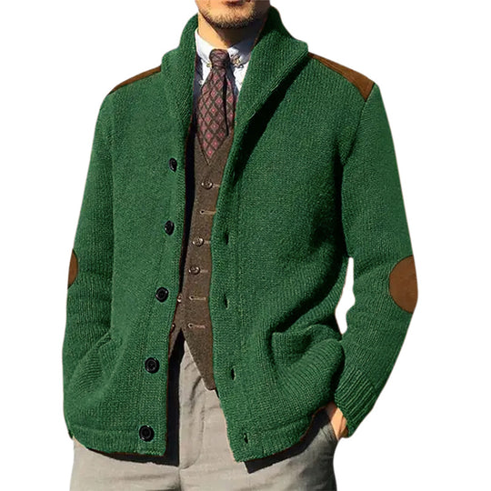 Herren Strickjacke mit klassischem Schalkragen und eleganten details EB