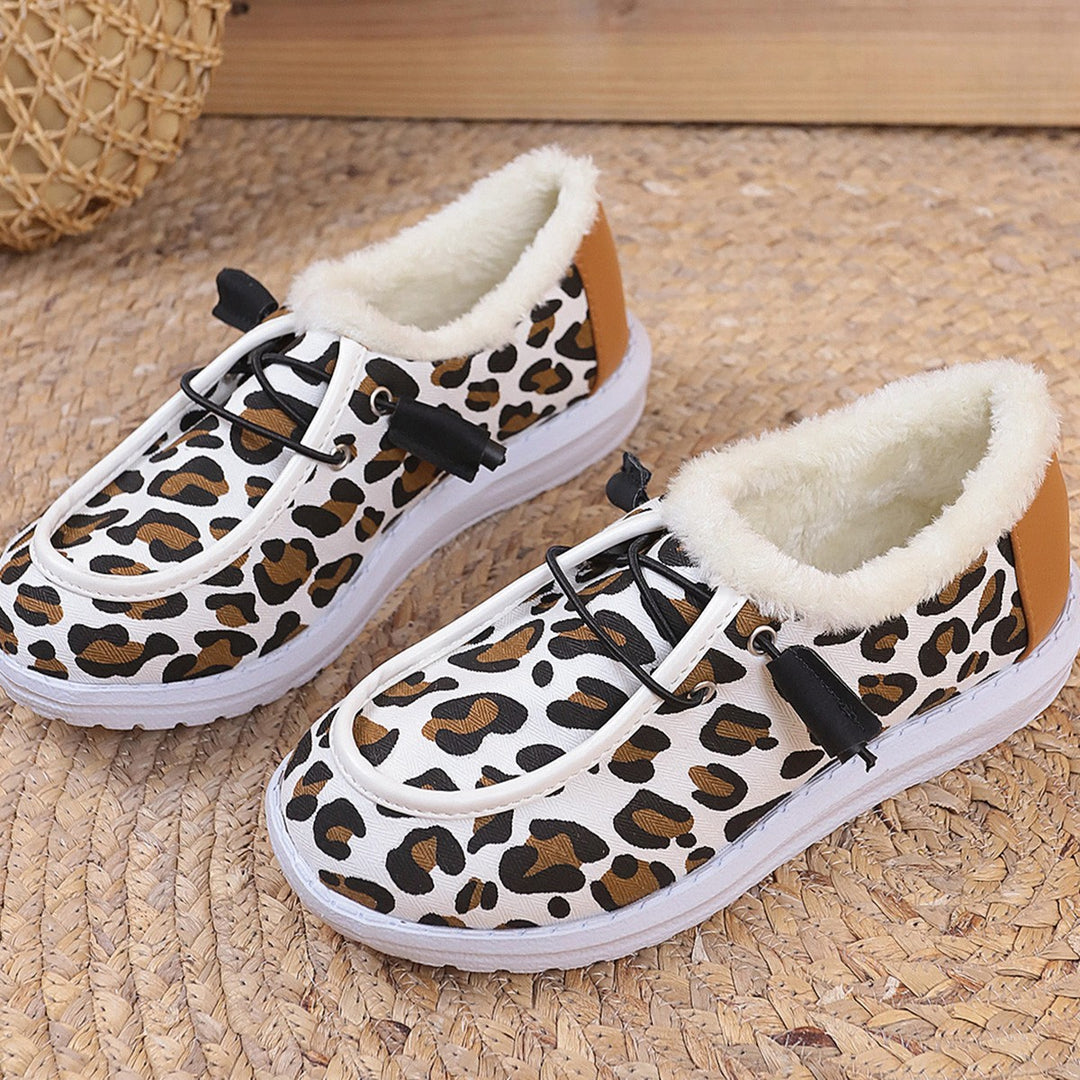 Damen Gemütliche Sneakers aus weich gefüttertem Material mit Leopardenmuster EB