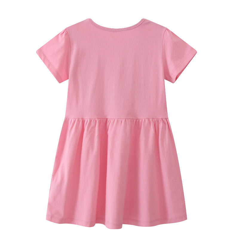 Mädchen Baumwollkleid mit bunten Tierapplikationen EB