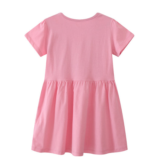 Mädchen Baumwollkleid mit bunten Tierapplikationen EB