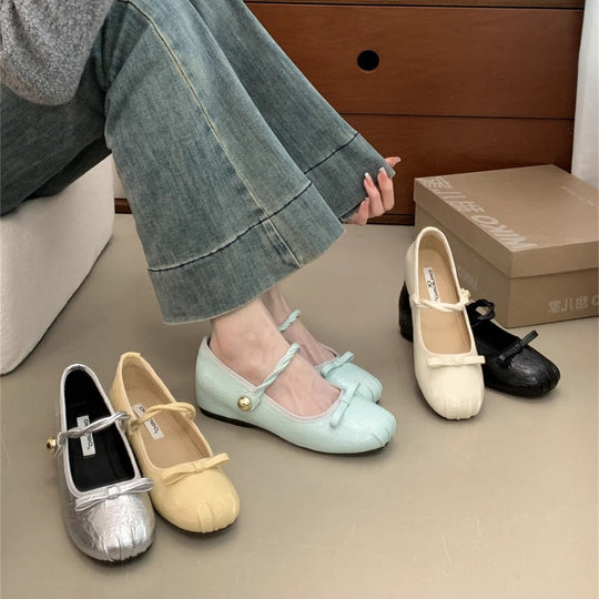 Damen elegante Ballerinas mit dekorativen Schleifen und komfortablem Fußbett EB