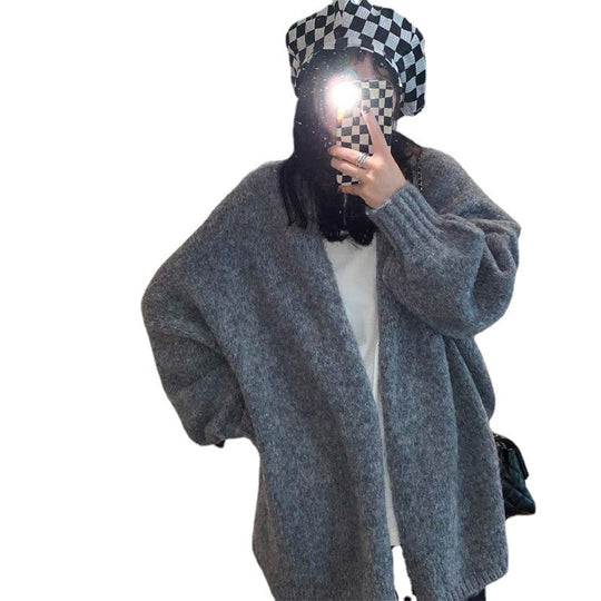 Damen Übergroßer und weicher Strickcardigan mit offenen Vorderteilen EB