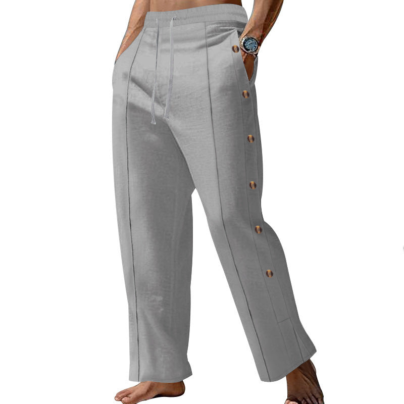 Herren elegante Sommerhose mit seitlichen Knöpfen EB