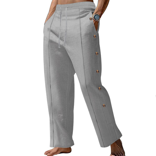 Herren elegante Sommerhose mit seitlichen Knöpfen EB