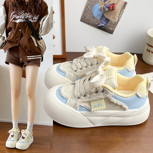 Damen Modische Sneaker mit elastischen Schnürsenkeln und geschäumter Sohle EB