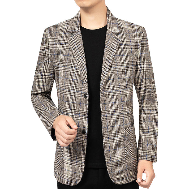 Herren Sakko mit Glencheckmuster schlanke Schnittführung und Zweiknopf-Silhouette EB
