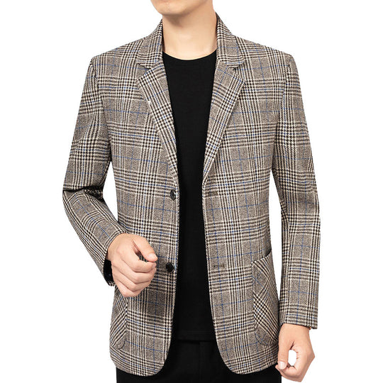 Herren Sakko mit Glencheckmuster schlanke Schnittführung und Zweiknopf-Silhouette EB