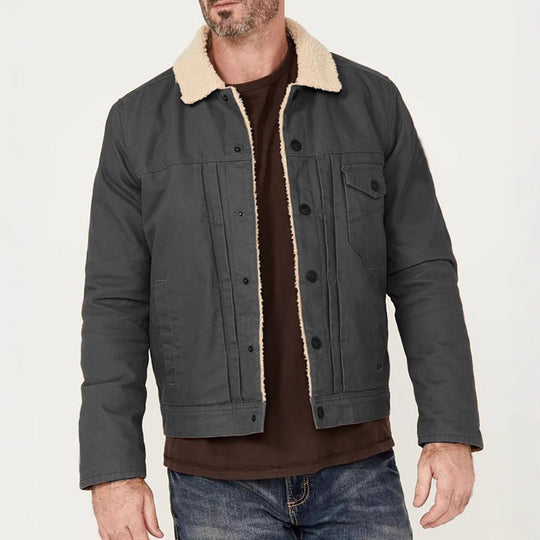 Herren gemusterte Baumwolljacke mit Fleecefutter EB