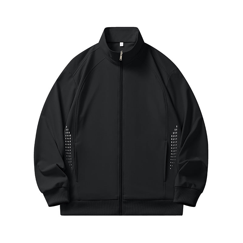 Herren leichte winddichte Zip-Trainingsjacke mit Stehkragen, Raglanärmeln und seitlichen Reflektorpunkten EB