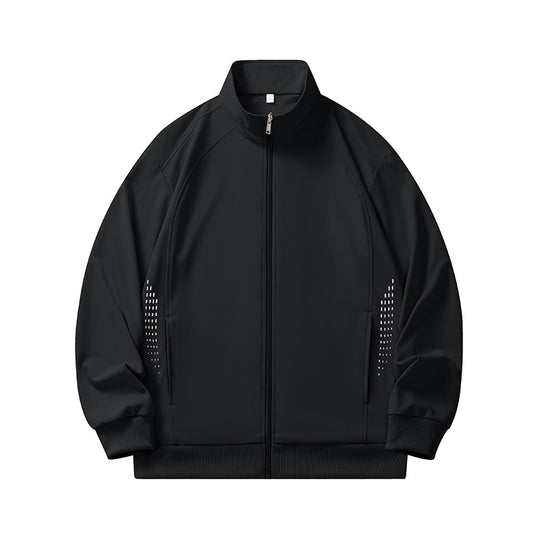 Herren leichte winddichte Zip-Trainingsjacke mit Stehkragen, Raglanärmeln und seitlichen Reflektorpunkten EB