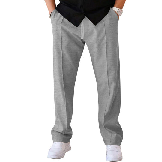Herren Gerade geschnittene Freizeit-Hose mit Bundzug, Bügelfalte und Eingrifftaschen EB