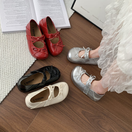 Damen Ballerinas mit elegantem Knotenverschluss und rutschfester Sohle EB