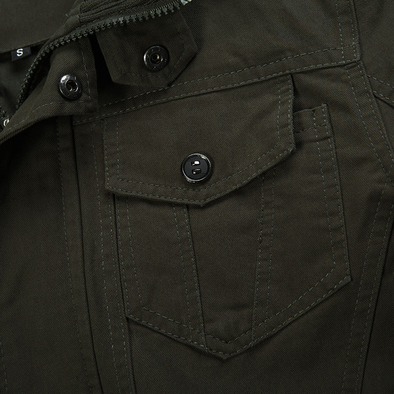 Herren  robuste Canvas-Fieldjacke mit Stehkragen, Epauletten und multifunktionalen Taschen EB