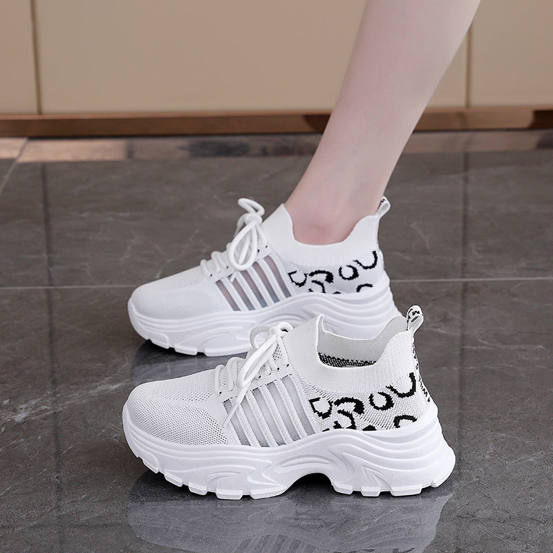 Damen Sportliche Sneakers mit modernem Leopardenmuster und dämpfendem Fußbett EB