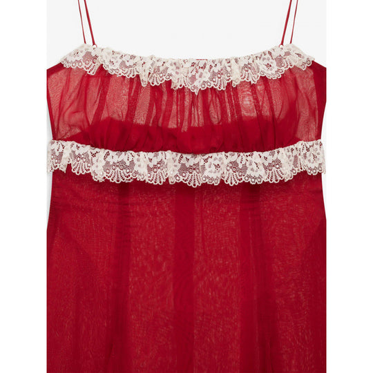 Damen Fließendes Midi-Kleid mit raffinierten Rüschendetails EB