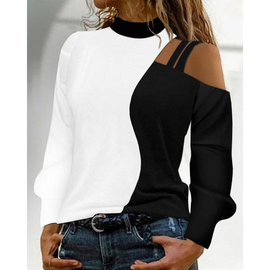 Damen Elegantes Oberteil mit kreativen Cut-Outs und modernem Grafikdesign EB