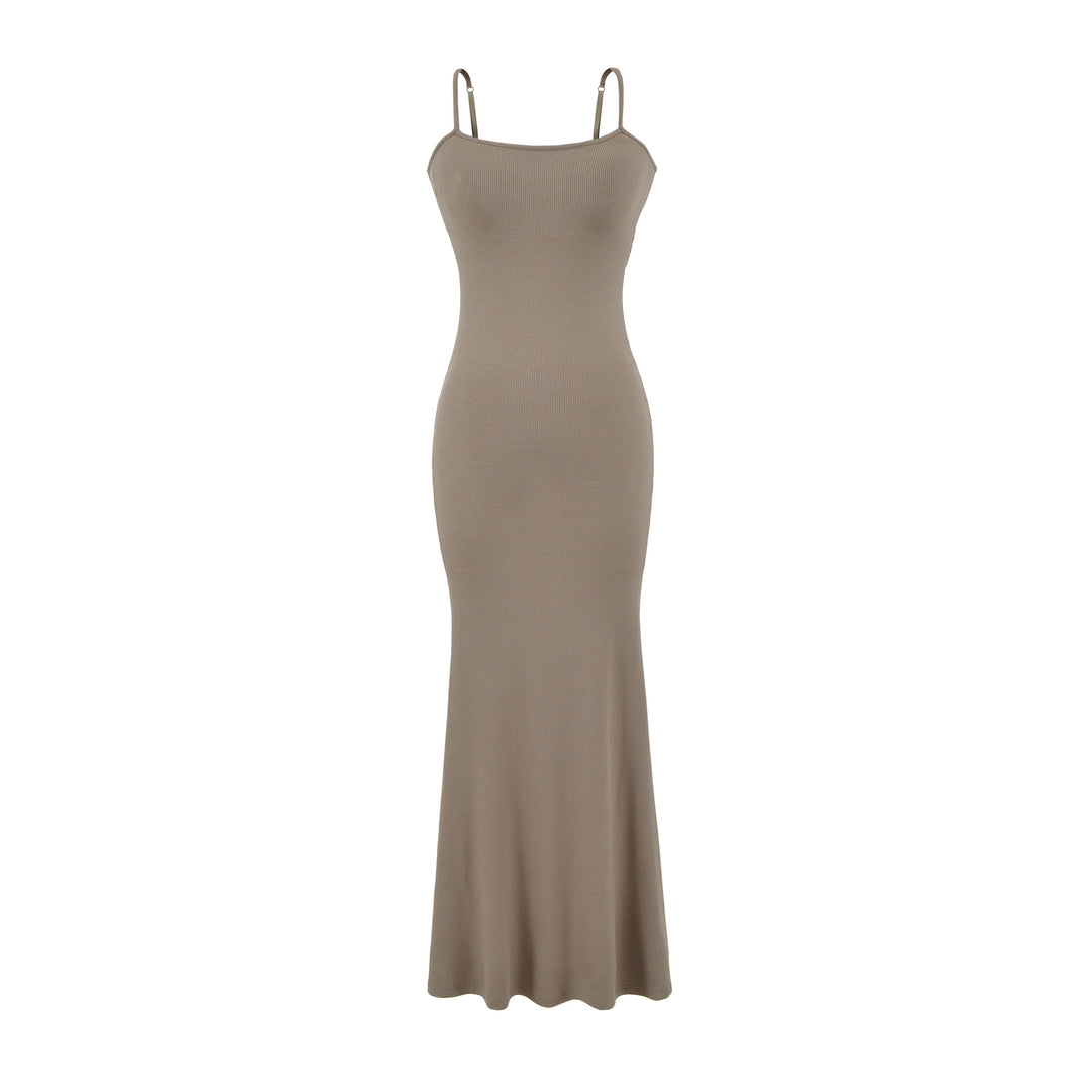 Damen figurbetontes Träger-Maxikleid aus Jersey