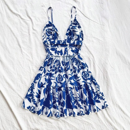 Damen Sommerkleid mit verspieltem Babydoll-Schnitt und floralem Design EB