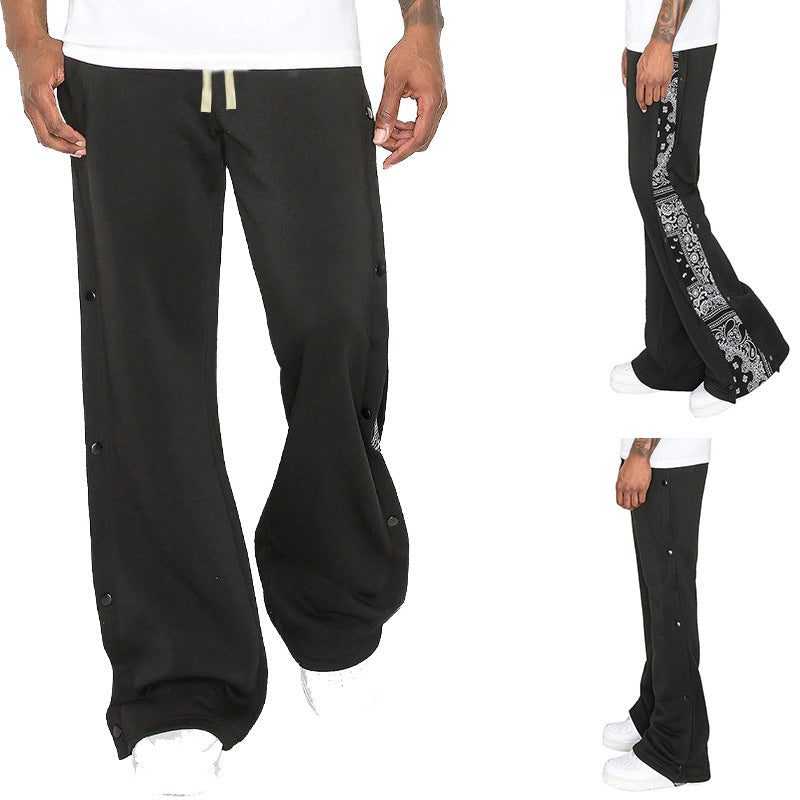 Damen nan Jogginghose mit seitlichen Druckknopfschlitzen und Paisley-Einsatz EB