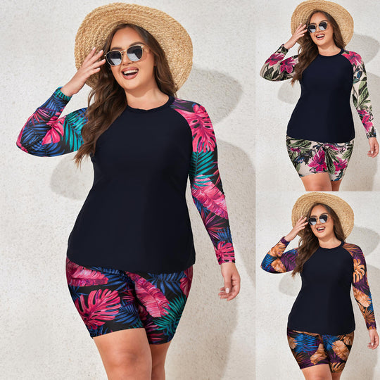 Damen UV-Schutz Badeanzug-Set mit ärmellosem Oberteil und kurzen Hosen EB