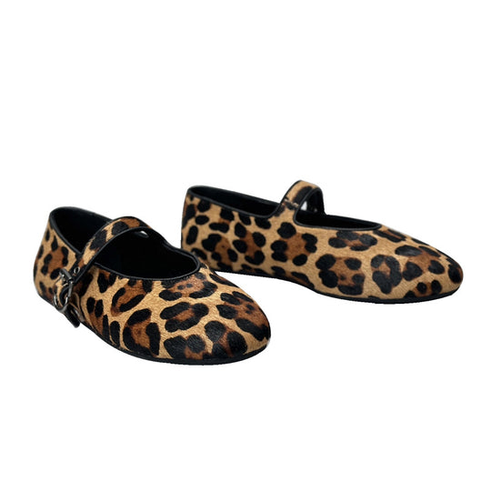 Damen Ballerinas mit elegantem Leopardenmuster und verstellbarem Riemen EB