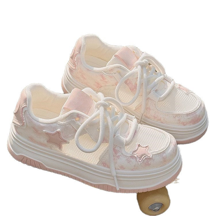 Damen Komfortable Sneaker mit modischem Sternenmotiv und atmungsaktiven Netzdetails EB