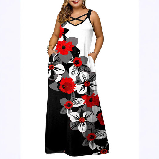 Damen Maxikleid mit stylischem Kreuz-Hals-Ausschnitt EB