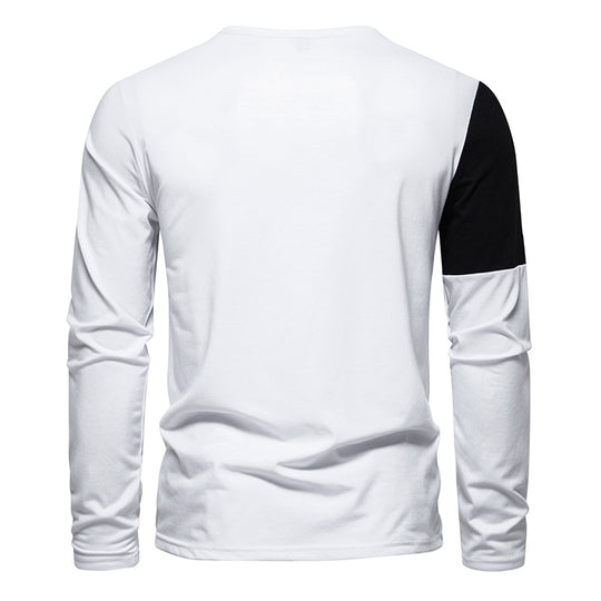 Herren Langarmshirt mit modernem V-Ausschnitt und farblich abgesetzten Ärmeln EB