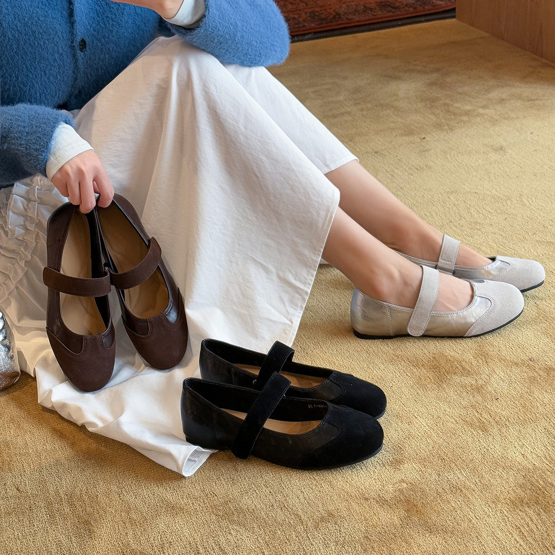 Damen Elegante Mary Jane Schuhe mit verstellbarem Riemen und weichem Leder EB