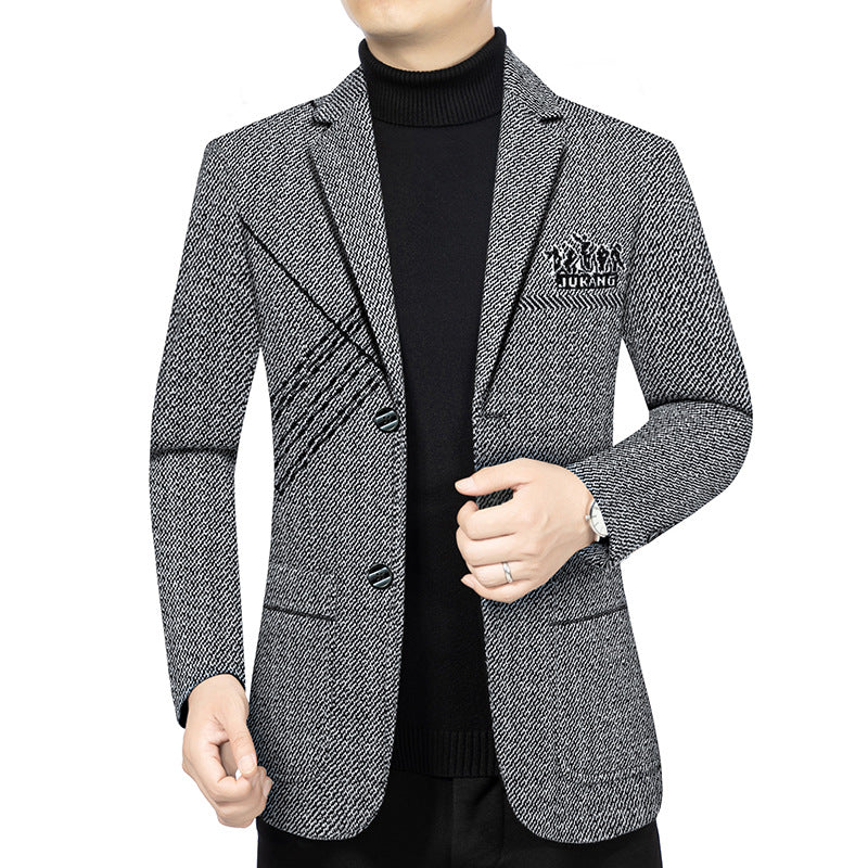 Herren Modernes Tweed-Sakko Slim Fit mit dezentem Emblem EB
