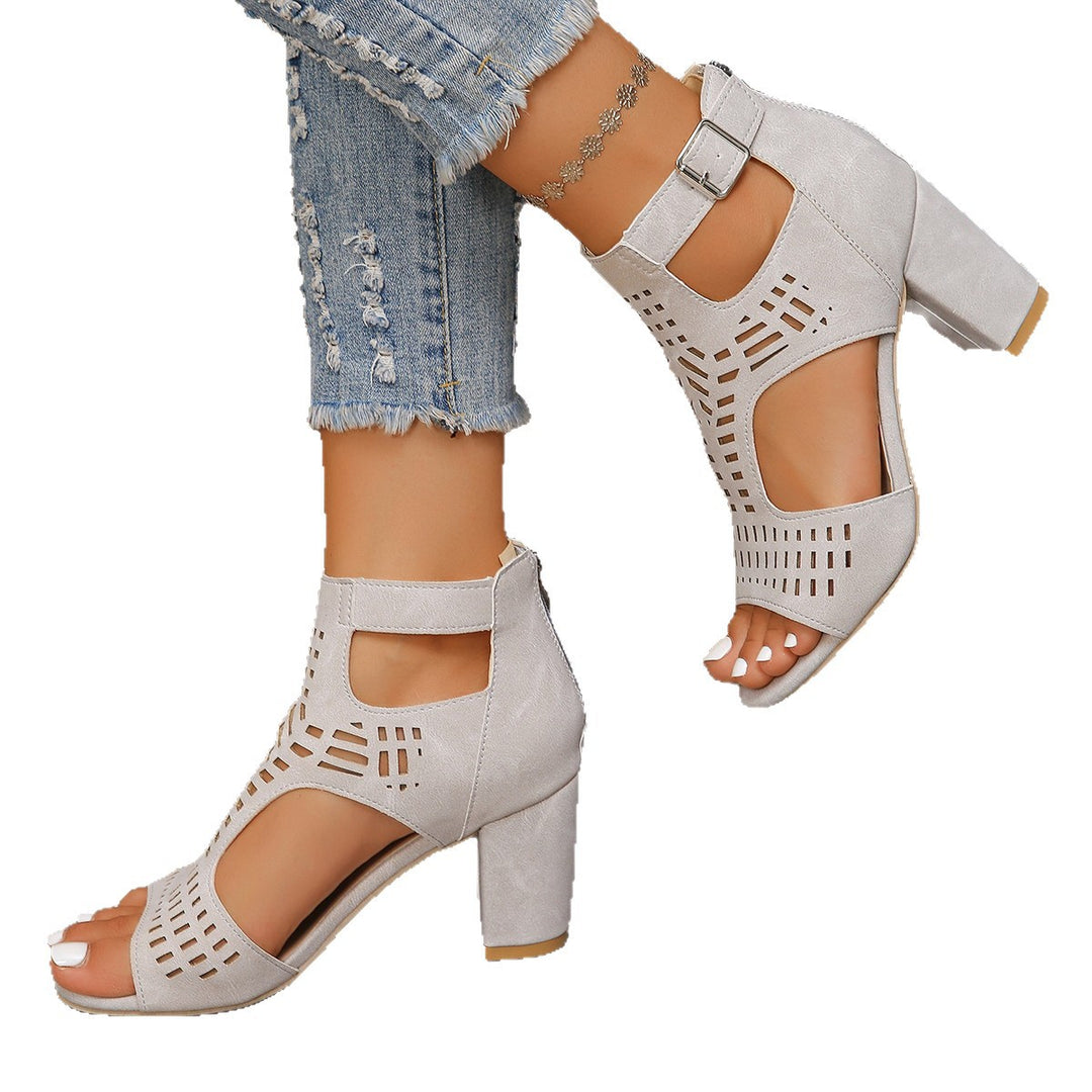 Damen Offene High-Heel Sandalen mit modischem Durchbruchsdesign EB