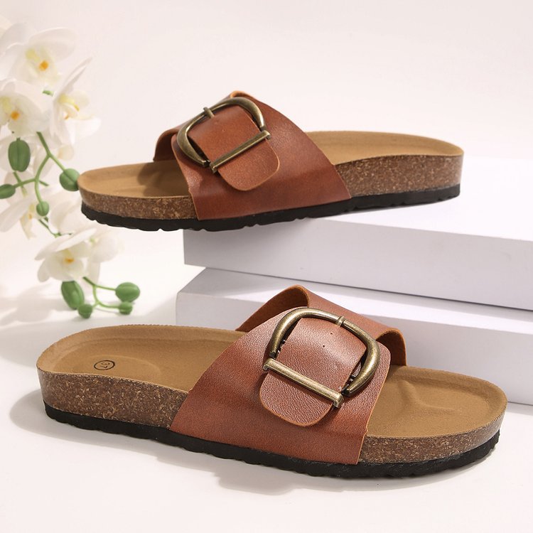 Damen Komfortable Clogs mit modischem Schnallen-Detail EB