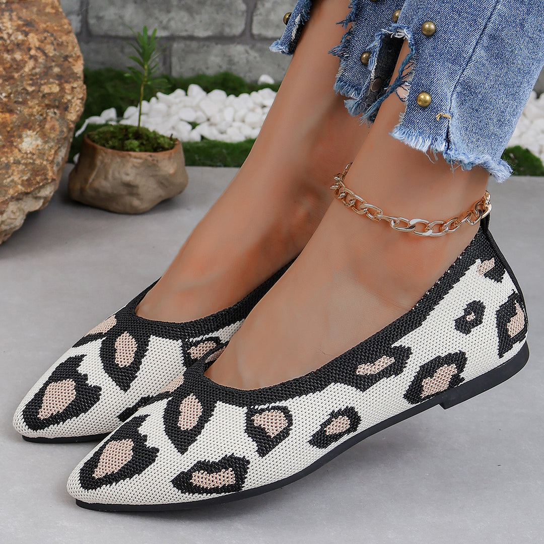 Damen Ballerinas mit modernem Leopardenmuster und bequemer Sohle EB