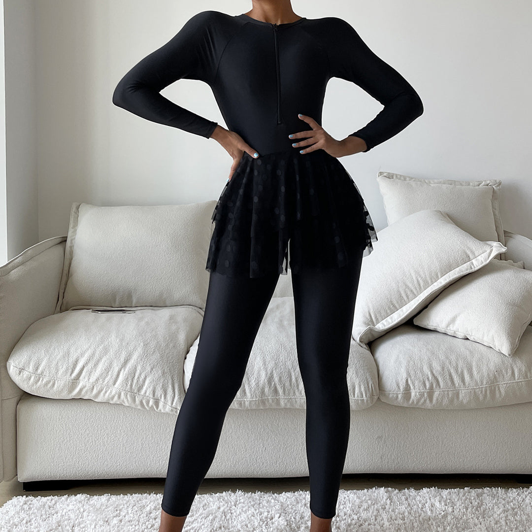 Damen Sportlicher Schwimmanzug mit schwingendem Rock EB