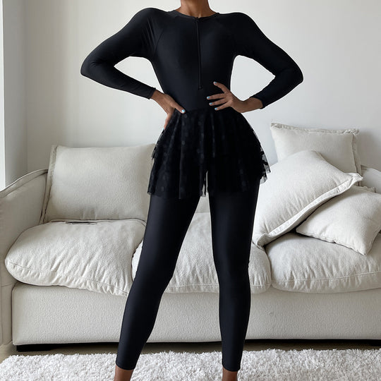Damen Sportlicher Schwimmanzug mit schwingendem Rock EB