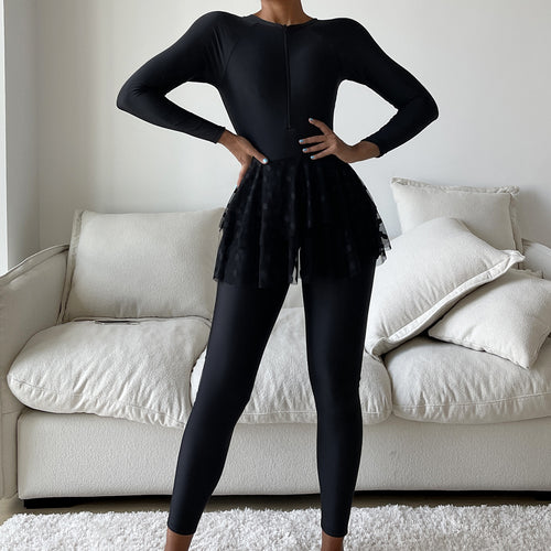 Damen Sportlicher Schwimmanzug mit schwingendem Rock EB