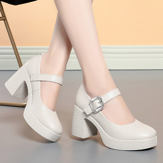 Damen Blockabsatz Pumps mit verstellbarem Riemen und funkelndem Dekor EB
