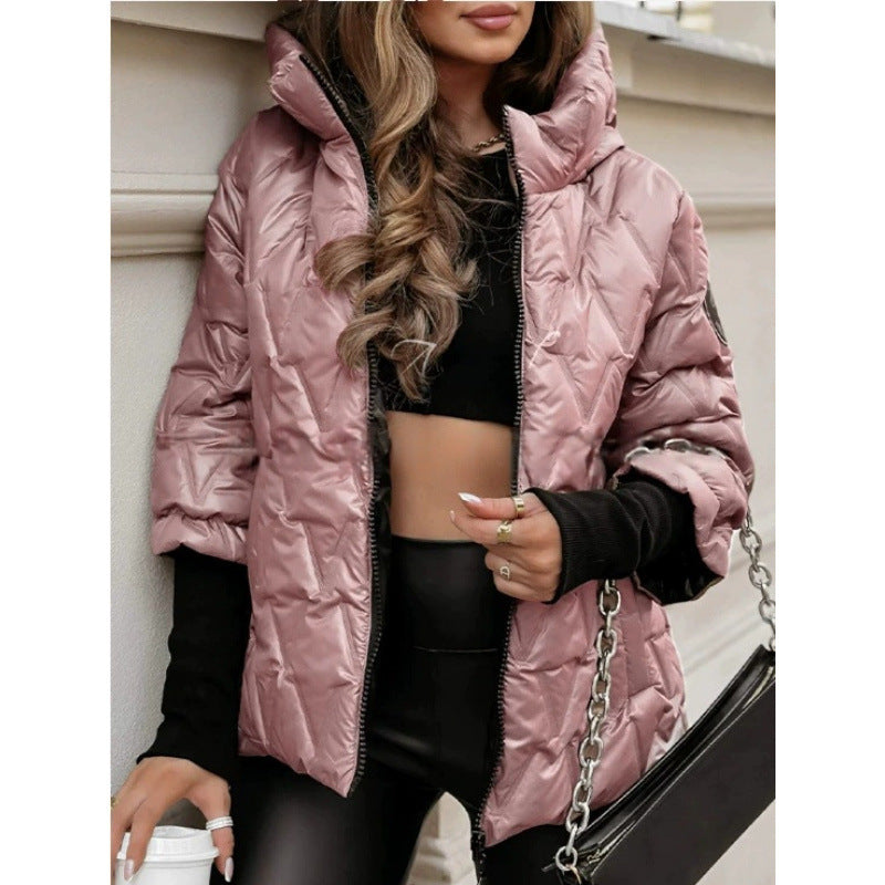 Damen Steppjacke mit hohem Kragen und beschichtetem Obermaterial EB