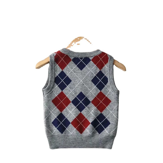 Damen Schickes Strickoberteil mit V-Ausschnitt und Karomuster EB